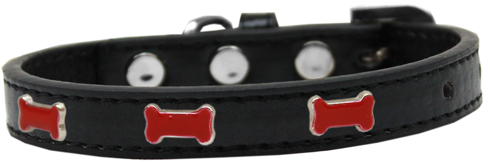 Red Bone Widget Dog Collar Black Size 16
